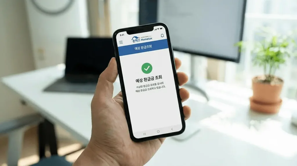 스마트폰 손택스 앱으로 2026 연말정산 기간 환급금 조회하는 방법