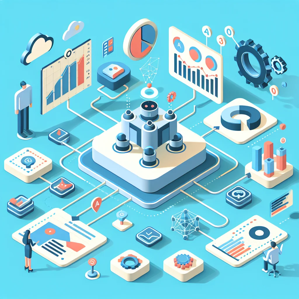 AI 마케팅에서 자동화가 수익 생성에 미치는 영향을 보여주는 현대적인 다이어그램입니다.