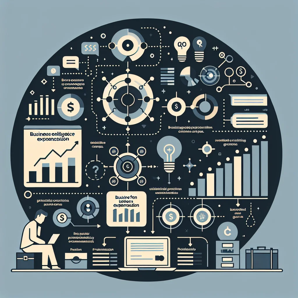 AI를 활용한 비즈니스 확장 전략을 보여주는 인포그래픽, 수익 성장 기회를 보여주는 그래프와 데이터 포함.