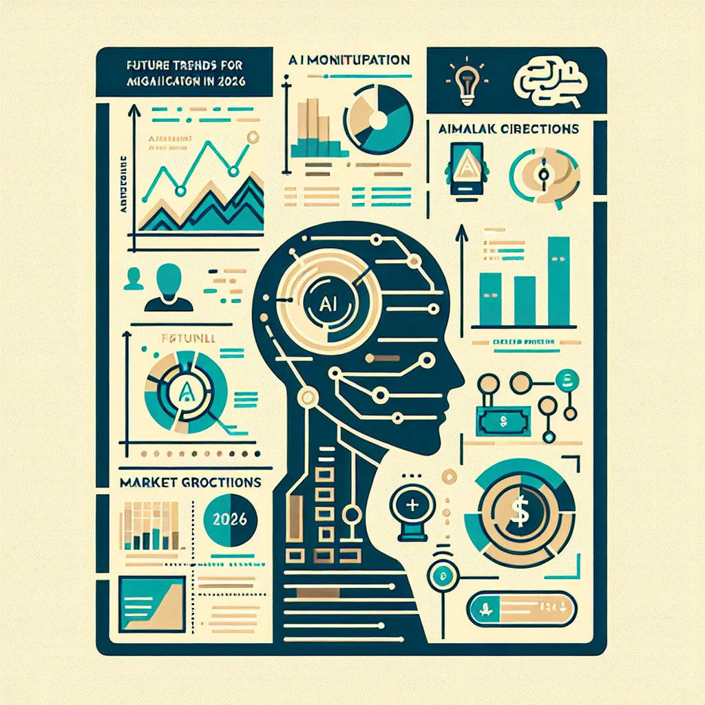 AI 수익화의 미래 전망을 보여주는 인포그래픽 이미지, 차트와 아이콘이 포함되어 있음.