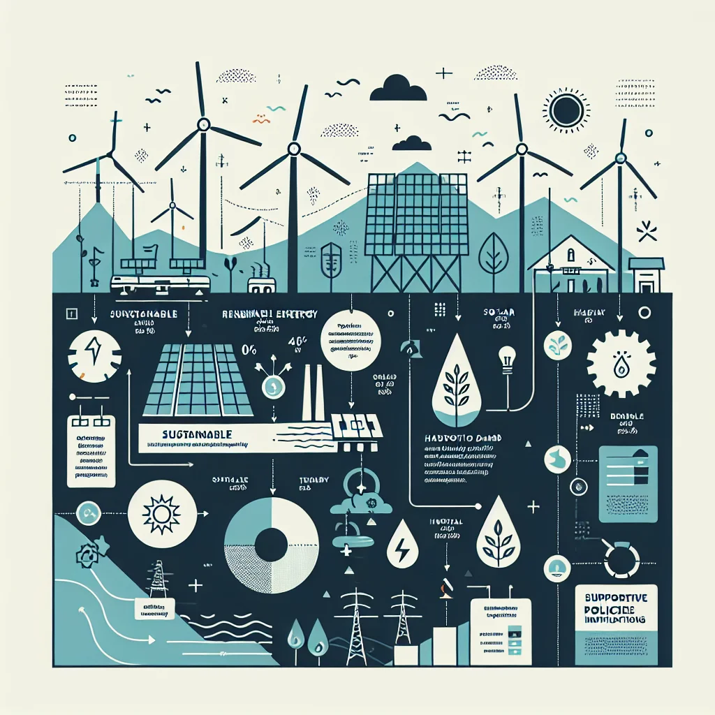 2026년 재생에너지 산업 지원 정책의 주요 포인트와 지속 가능한 요소를 강조하는 인포그래픽.