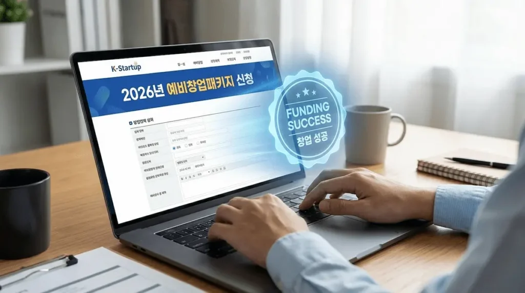 2026 1인 기업 지원금 신청을 위한 K-Startup 홈페이지 화면